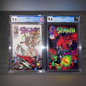 SOLD!! SPAWN #1 AND #9 CGC SS 9.6 BUNDLE 1st AL SIMMONS and ANGELA- MCFARLANE!